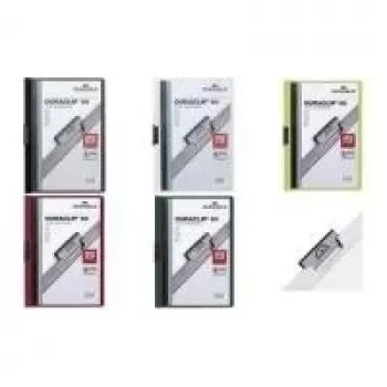 DURABLE DURACLIP ORIGINAL 60 A4 Clip File, Dark Blue Transparent Front Cover, Metal Clip, Pack of 5 (2238-07)