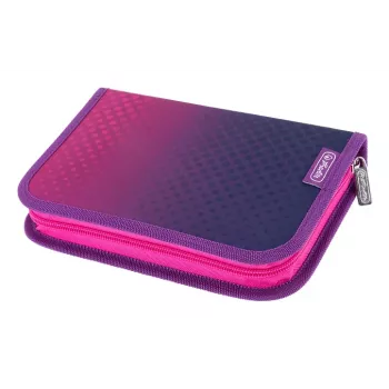 HERLITZ School Pencil Case Dip Dye Pink/Purple, 31 Pieces, Polyester, 205 x 140 x 38 mm, 2 Flaps, Zipper 400205910