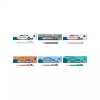 Pelikan Snap Metallic Ballpoint Pen, Silver Pearl Shimmer Aluminum Barrel, Blue Ink, Medium 400208064