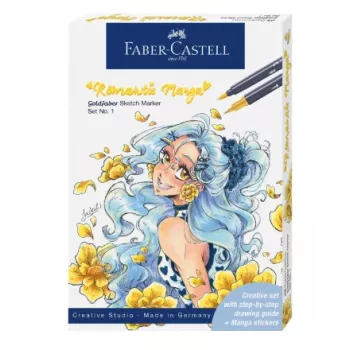 Faber-Castell Goldfaber Sketch Marker Set Romantic Manga (6 Alcohol-Based Dual-Tip Markers) 164701
