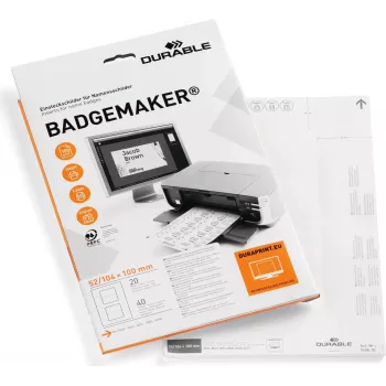 DURABLE BADGEMAKER Insert Labels 52 x 100 mm, White, 100 Pieces 145802