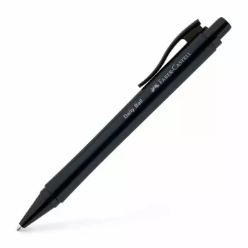 Faber-Castell Daily Ball Retractable Ballpoint Pen, Blue Ink, 0.6 mm XB, Black Non-Slip Grip 140690