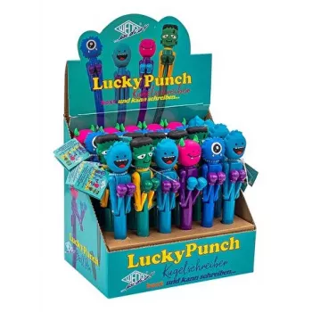 WEDO Monster Ballpoint Pen Lucky Punch, Assorted Colours, Mechanical Boxing Function, Blue Ink, 1 Piece (252 2399)