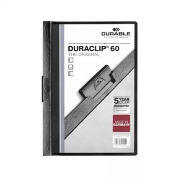 DURABLE DURACLIP 60 A4 Clip Folder Black (Pack of 25) 220901