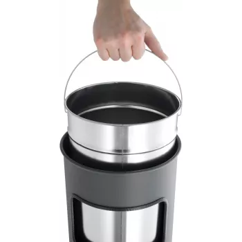 DURABLE Metal Waste Bin 17L Round with Ashtray, Black 333001