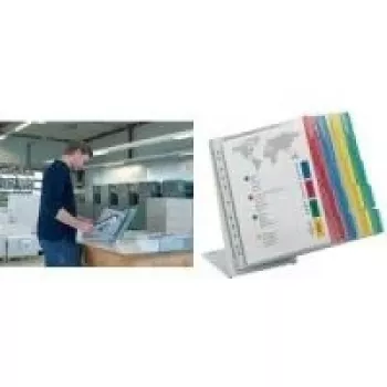 DURABLE FUNCTION TABLE 20 A4 Tabletop Display Panel System, 20 Panels, Black Frame, Light Grey Base 568800