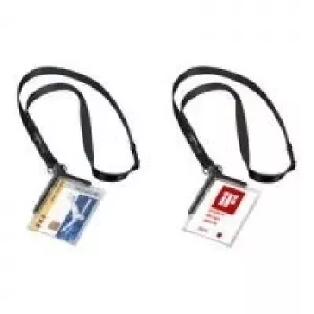 DURABLE 820758 Transparent ID Card Holder with Clip and Pin, Pack of 10