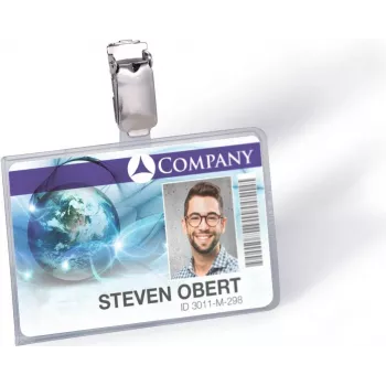DURABLE ID Card Holder with Clip for 1 Card, Transparent, 25 Pieces (811319)