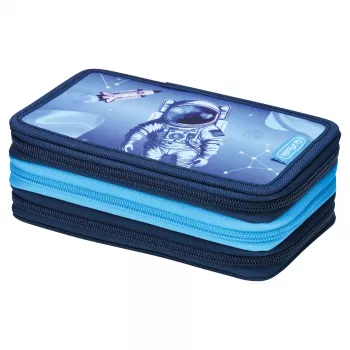 Herlitz TriCase Cosmic Explorer 31-Piece Pencil Case, Polyester, 3 Compartments, 3 Zippers 400197093