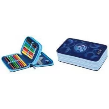 HERLITZ Dolphin Ride Double Compartment Pencil Case, 23-Piece Filled, Zipper, Colored Interior 400205858