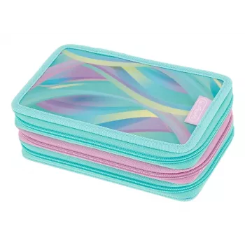Herlitz TriCase Minty Love Pencil Case, 31-Piece, Polyester, Triple Compartment, 3 Zippers 400205914