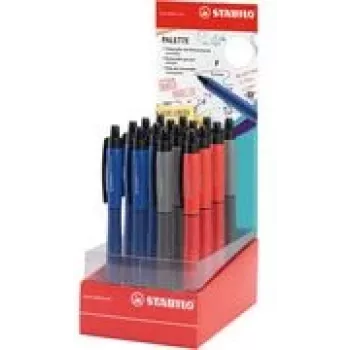 STABILO Palette Rollerball Pen Counter Display, 16 Assorted Gel Ink Pens, 0.4 mm Retractable, Metal Tip 268/16-01