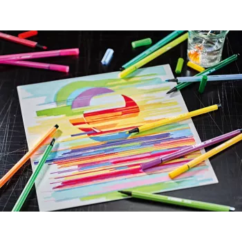 STABILO Pen 68 ARTY 66-Piece Fibre-Tip Pen Set in Metal Case, Assorted Colours, 1.0 mm 6866-031