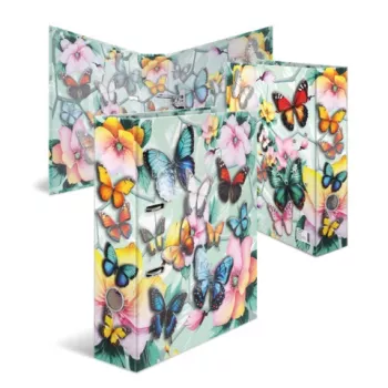 HERMA Butterfly Motif Lever Arch File A4 70 mm Spine, Sturdy Cardboard, Multicolour 20191