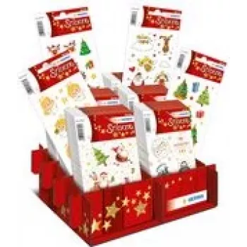 HERMA Weihnachts-Sticker DECOR Glitzernde Weihnachtszeit Display, Paper Stickers with Glitter Finish, Classic Christmas Motifs, 1 Display (15624)