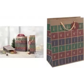SIGEL GT044 Christmas Gift Bag Cut-out Style, Small, Brown Kraft Cardboard 157 g/m², 1 Piece