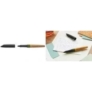 STABILO Grow Ballpoint Pen - Moss Green/Oak Barrel, Blue Ink, Soft Ball, Ergonomic Plastic Grip, Retractable, Refillable 6032/1-41