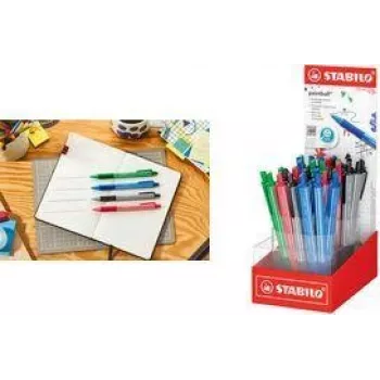 STABILO pointball colorful Retractable Ballpoint Pen Display, 38 Assorted Colours, 0.5 mm, Non-slip Grip 6033/38-1