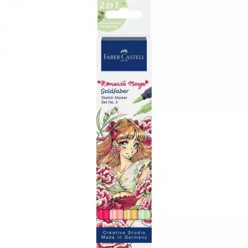 Faber-Castell Goldfaber Sketch Marker Set Romantic Manga (2 Alcohol-Based Dual-Tip Markers) 164722
