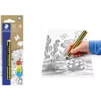 Staedtler Noris Junior Graphite Pencil - 2B, Black/Yellow Striped, Round Barrel, Single Piece 141-2B BK