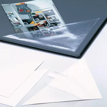 DURABLE CORNERFIX® Self-Adhesive Triangle Pockets 75x75 mm, Transparent, 100 Pieces 828119