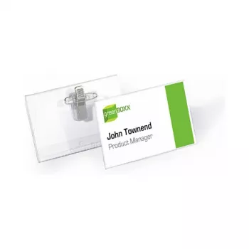DURABLE Name Badge Holder 90x54 mm with Combination Clip, Transparent, 5 Pieces (861019)