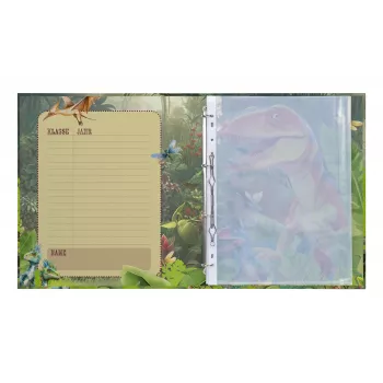 HERMA Dino World A4 Ring Binder, Sturdy Cardboard, 2-Ring Mechanism, 30 mm Spine, Fully Printed, for Certificates and School Documents 20160