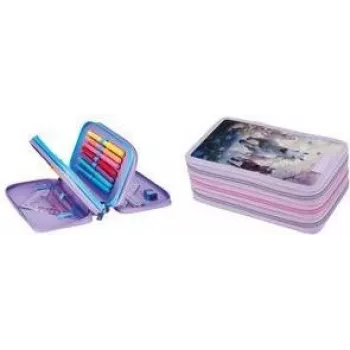 Herlitz TriCase Whisper Mane 31-Piece Pencil Case, Polyester, 3 Compartments, 3 Zippers 400205915