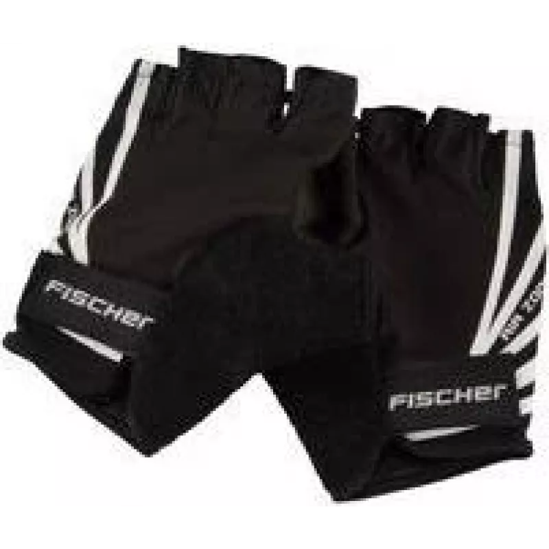 FISCHER Cycling Gloves Sport, Size S/M, Padded Palm, Breathable Backhand, Hook-and-Loop Closure, Unisex, Half-Finger 86313