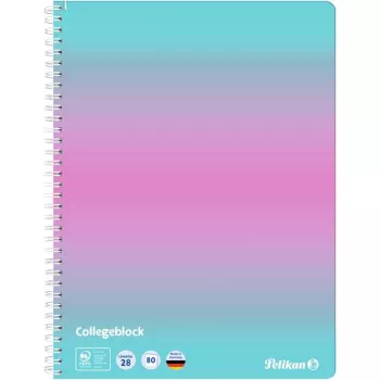 Pelikan College Block Color Edition A4 Mint/Rosé Ruled with 2 Margins, 80 Sheets, 70 g/m² Wood-Free, 4-Hole Punched, 1 Piece 400197019