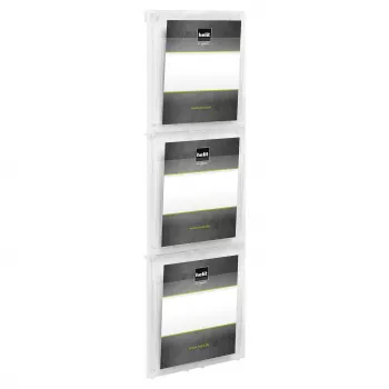 HELIT PLACATIV Wall-Mounted Brochure Holder, 3 Compartments, A4 Portrait, Clear SAN, 35 mm Depth H6810702