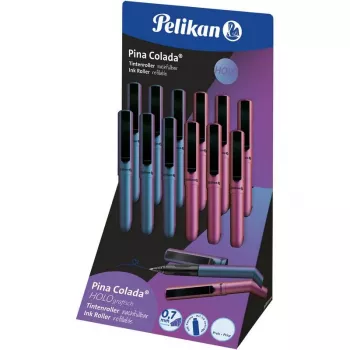 Pelikan Pina Colada Holo Rollerball Pen - Display of 12, Holographic Metallic Lacquer, Medium Blue Ink 300007994