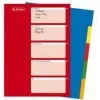 HERLITZ A4 Plastic Index Dividers, 10-Tab, Blank, Assorted Colours, PP 0.12 mm, Multi-Punched, with Index Sheet (10715415)