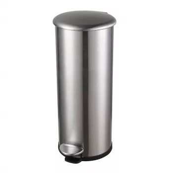 HELIT Pedal Waste Bin the zinc, 20 L, Silver Stainless Steel, Round, Soft-Close, Foot Pedal H2406600