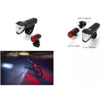 FISCHER Bicycle LED Lighting Set TWIN, 50/25/15 Lux Front Light, USB Rechargeable, StVZO Approved 50428