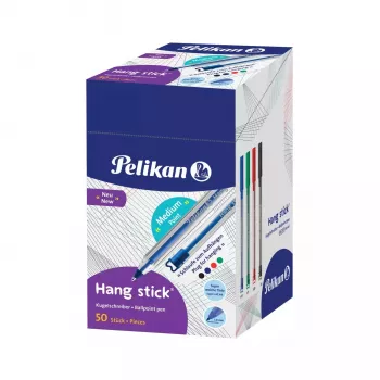 Pelikan Hang Stick Ballpoint Pen, Transparent, Assorted Ink Colours, 1.0 mm, Disposable 400197418