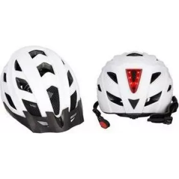 FISCHER Urban Plus Atlanta Bicycle Helmet S/M Polycarbonate Shell with EPS Liner, LED Rear Light, Insect Net, Visor 720031