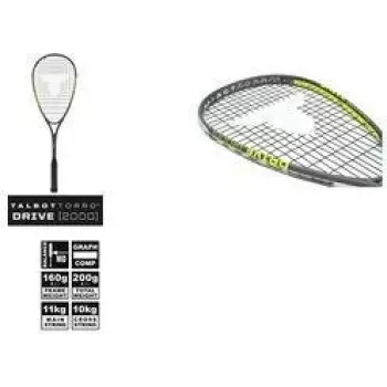 TALBOT torro Drive 2000 Squash Racket, Black/Yellow, Allround-Plus Balanced 251002