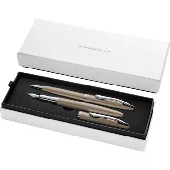 Pelikan Jazz Noble Elegance Writing Set – Taupe Ballpoint & Rollerball Pens with Gift Box 400198412