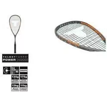 TALBOT TORRO Power 4000 Squash Racket, Black/Orange, Evenly Balanced Offensive, Y-Construction 251004