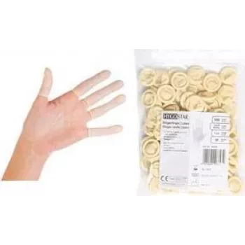 HYGOSTAR Latex Finger Cots, Powder-Free, White, Medium, 70 mm, Textured, Rolled Cuff, 1 Piece (26753)