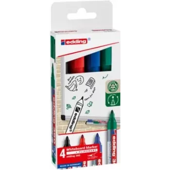 EDDING 360 Whiteboard Marker Assorted Colours 1.5-3.0 mm 4 Pieces (4-360-4-2)