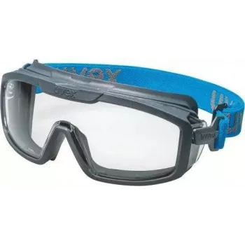 uvex i-guard+ Full Vision Safety Goggles, Clear Lens, Anthracite/Blue Frame 9143267