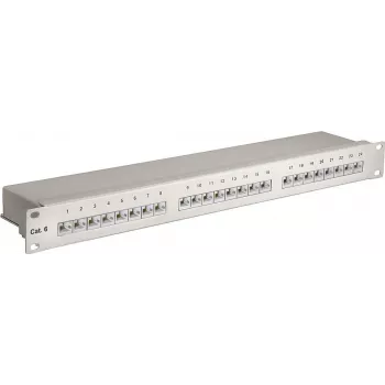 Wentronic Goobay CAT 6 24-Port STP Patch Panel, 19 inch 1U, Grey 94036