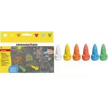 FABER-CASTELL EBERHARD FABER Street Chalk Mouse, 6-Piece Cardboard Case, Ergonomic Mouse Shape, Bright Colours, Water-Soluble - 1 Piece (526561)