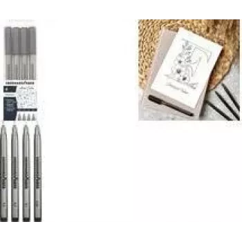 Faber-Castell EBERHARD FABER Pigment Liner Black 4-Piece Set (0.1, 0.3, 0.5, 0.7 mm) Waterproof Lightfast Permanent 558104