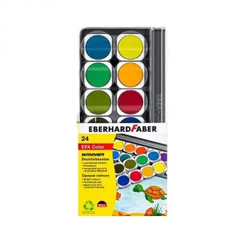 Faber-Castell Eberhard Faber Winner Opaque Watercolor Paint Set, 24 Luminous Colours, Transparent Removable Lid Doubles as Mixing Palette 578324