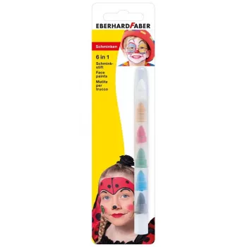 FABER-CASTELL EBERHARD FABER 6-in-1 Makeup Crayon, 6 Colors in 1 Pencil, High Opacity, for Fine Contours & Large Motifs (579030)
