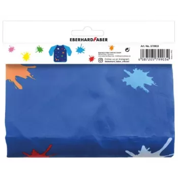 Faber-Castell EBERHARD FABER EFA Color Children's Painting Apron, Blue, Long Sleeves, One Size, Ages 4-9, Blister Pack 579903