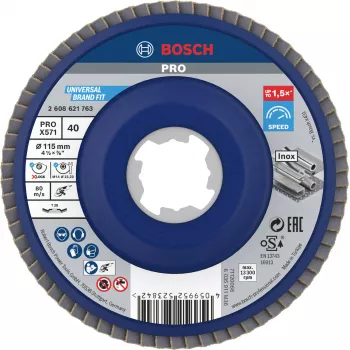 Bosch X-LOCK Flap Disc 115 mm G 60 for Metal, Angled, X571 Best for Metal 2608621763